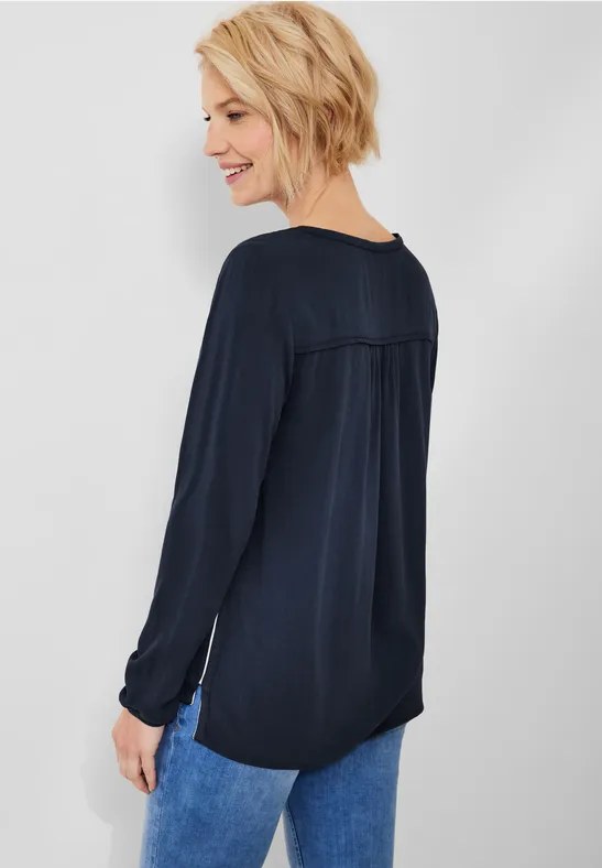 Dobby viscose blouse deep blue