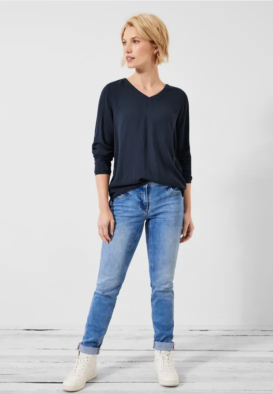 Dobby viscose blouse deep blue