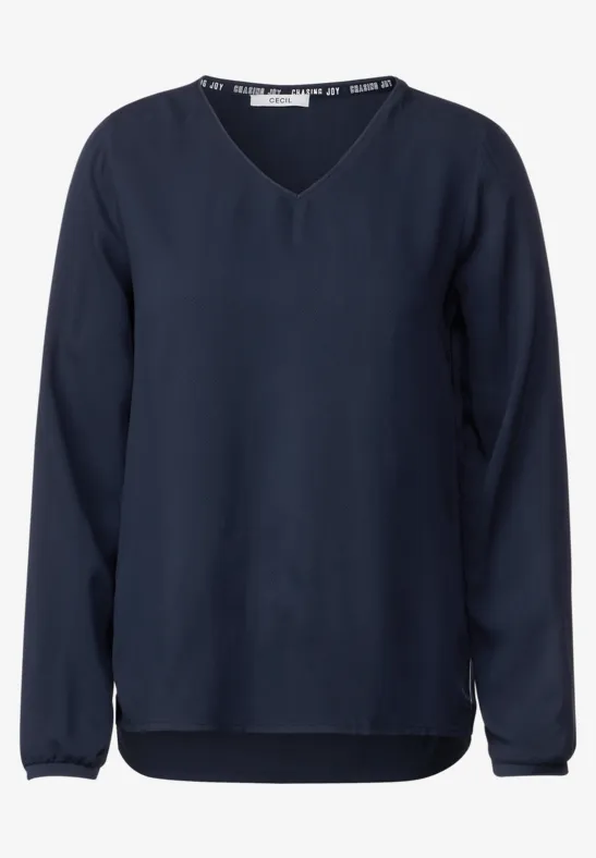 Dobby viscose blouse deep blue