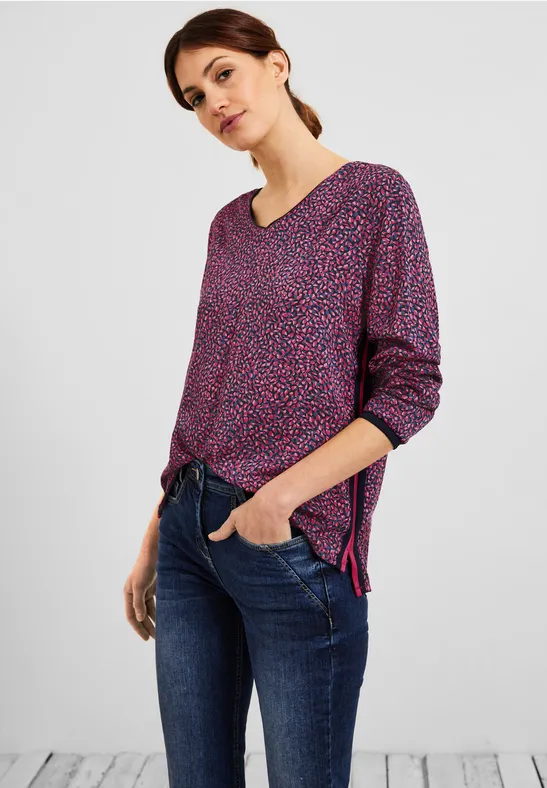 Blouse met onopvallend patroon fresh pink