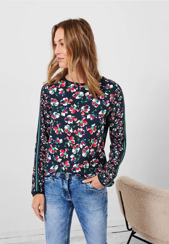 Chemisier avec mélange d'imprimés floraux deep blue