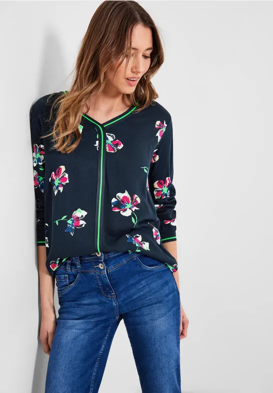 Blouse met bloemenprintmix deep blue