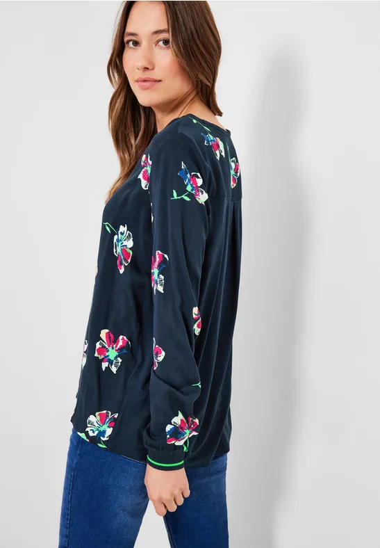 Blouse met bloemenprintmix deep blue