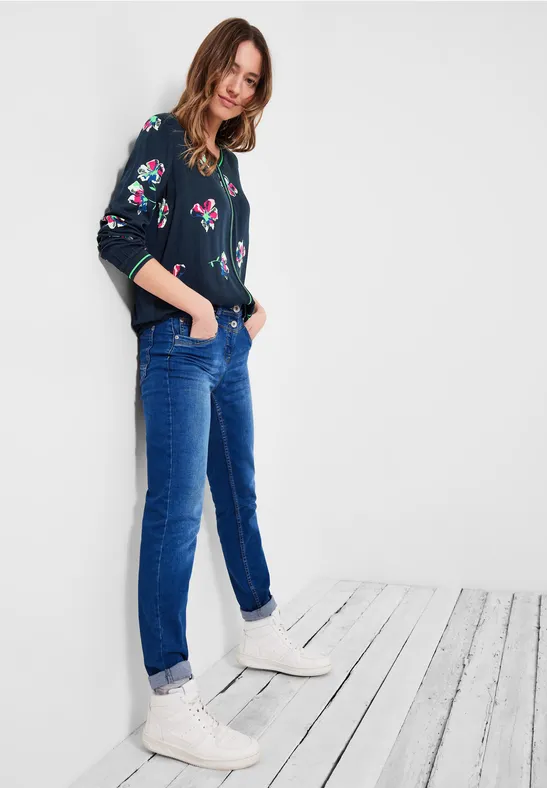 Blouse met bloemenprintmix deep blue