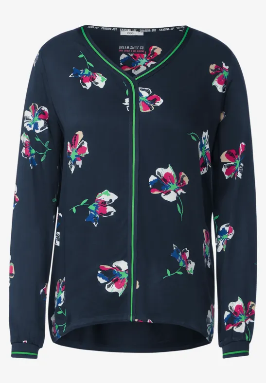 Blouse met bloemenprintmix deep blue