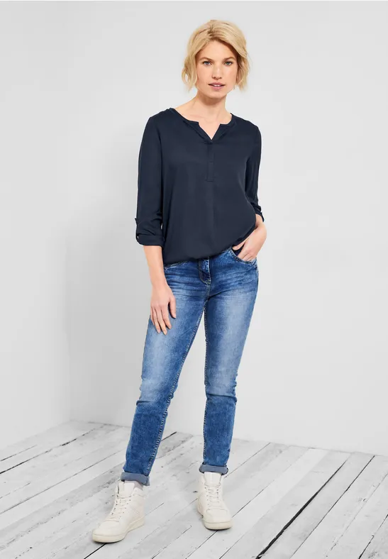 Blouse met elastische zoom deep blue