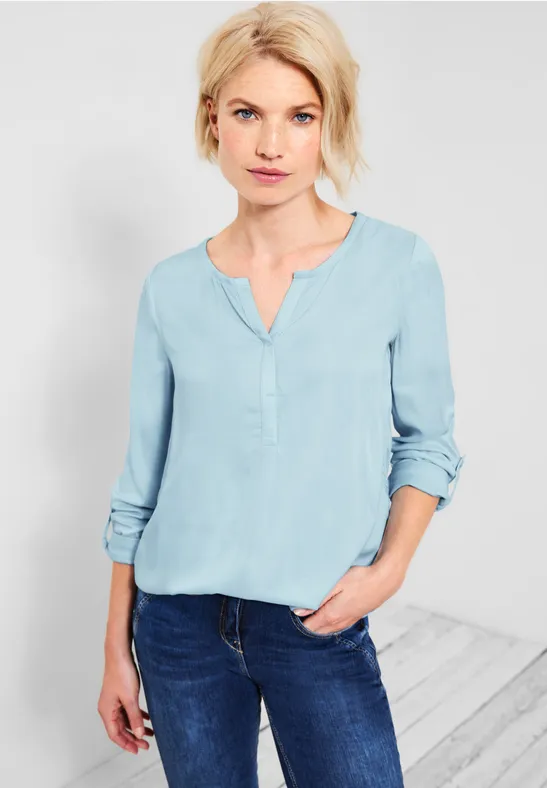 Blouse met elastische zoom faded blue