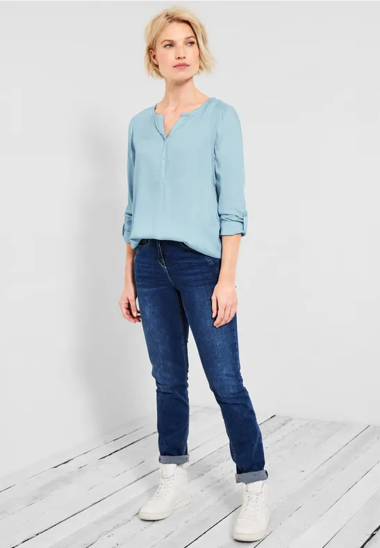 Blouse met elastische zoom faded blue