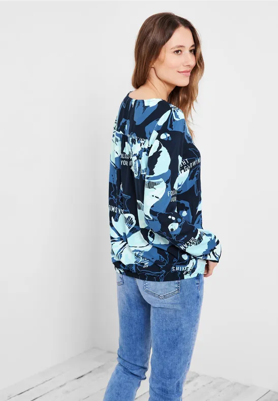 Blouse met multicolour print deep blue