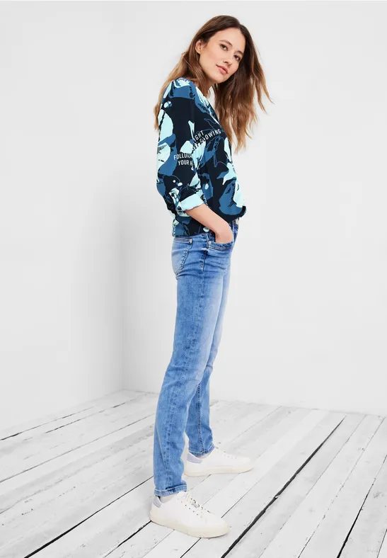Blouse met multicolour print deep blue