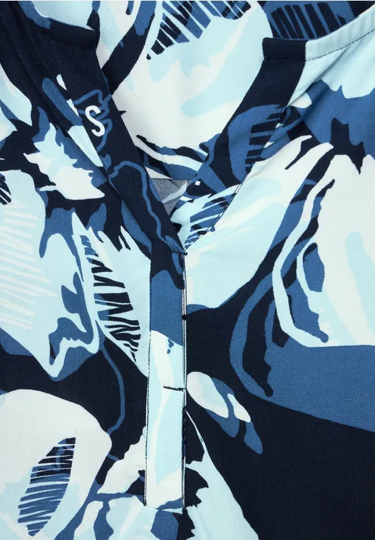 Blouse met multicolour print deep blue