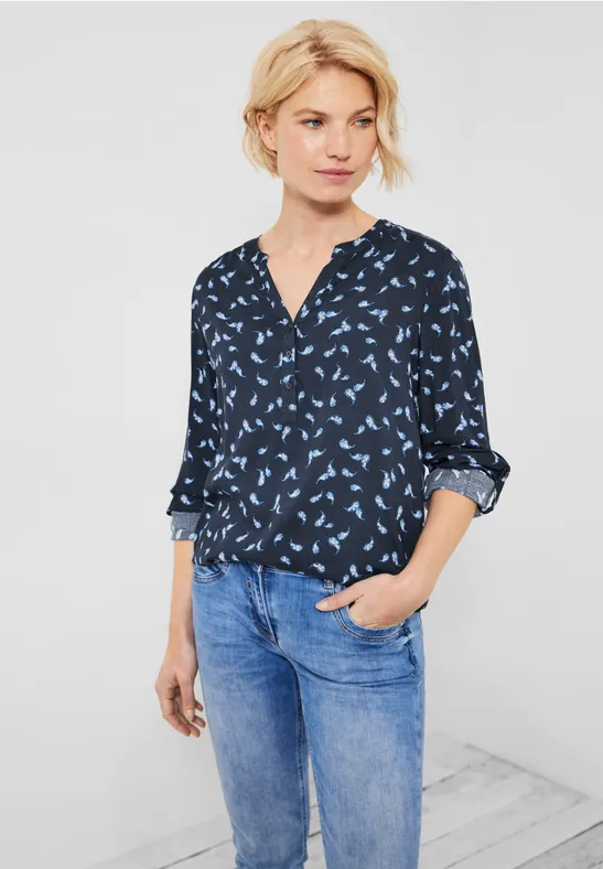 Blouse met onopvallend patroon deep blue