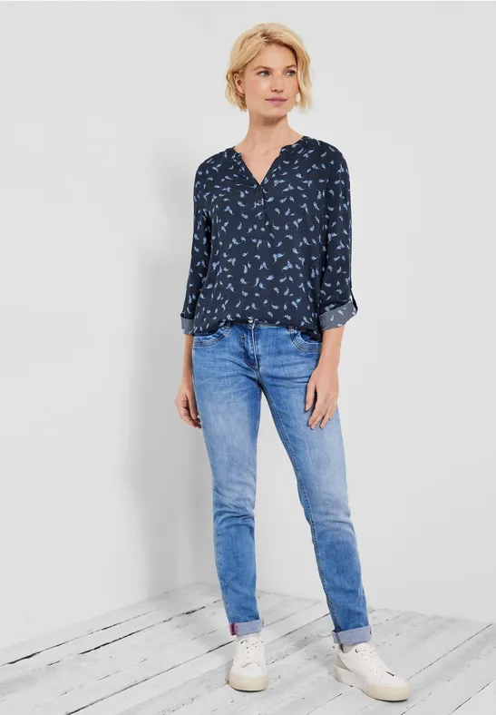 Blouse met onopvallend patroon deep blue