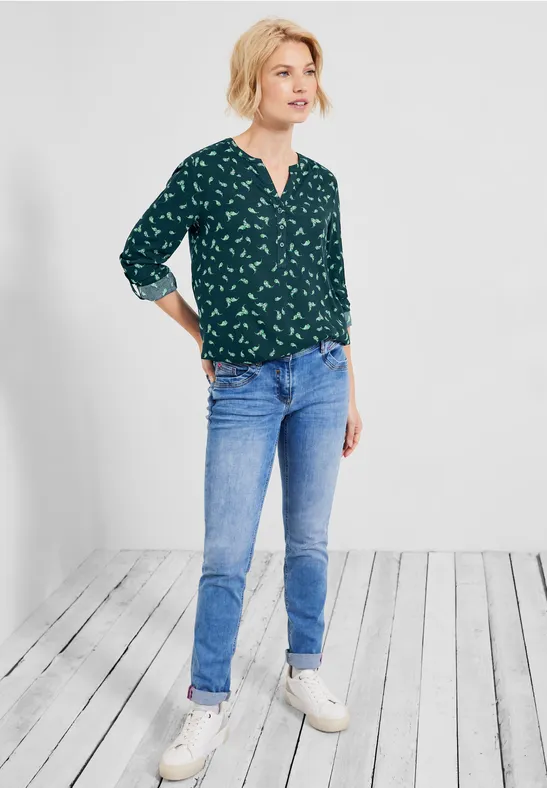Blouse met onopvallend patroon cypress green