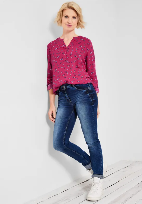 Blouse met onopvallend patroon fresh pink