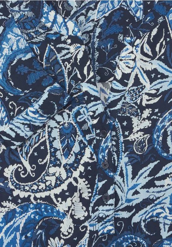 Print Viskose Bluse deep blue