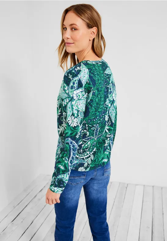 Viscose blouse met print cypress green
