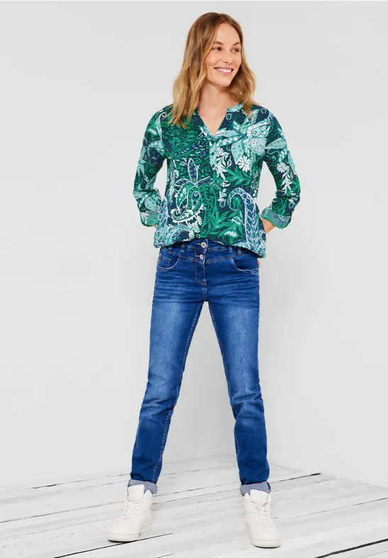 Viscose blouse met print cypress green