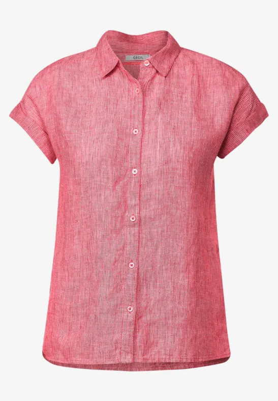 Leinen Chambray Bluse strawberry red