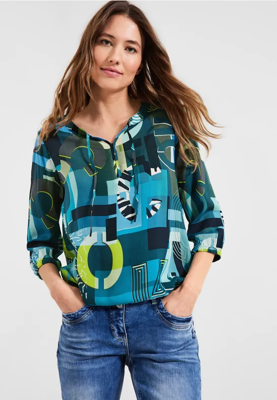 Chemisier de style tunique avec imprimé teal blue
