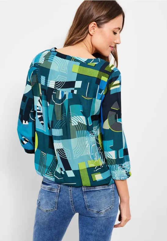Chemisier de style tunique avec imprimé teal blue