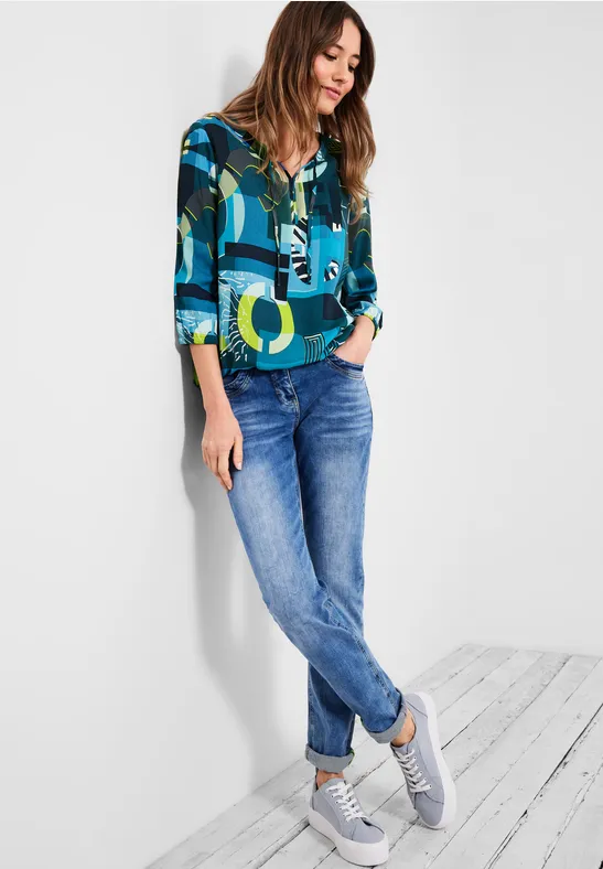 Chemisier de style tunique avec imprimé teal blue
