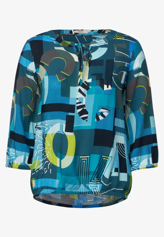 Chemisier de style tunique avec imprimé teal blue
