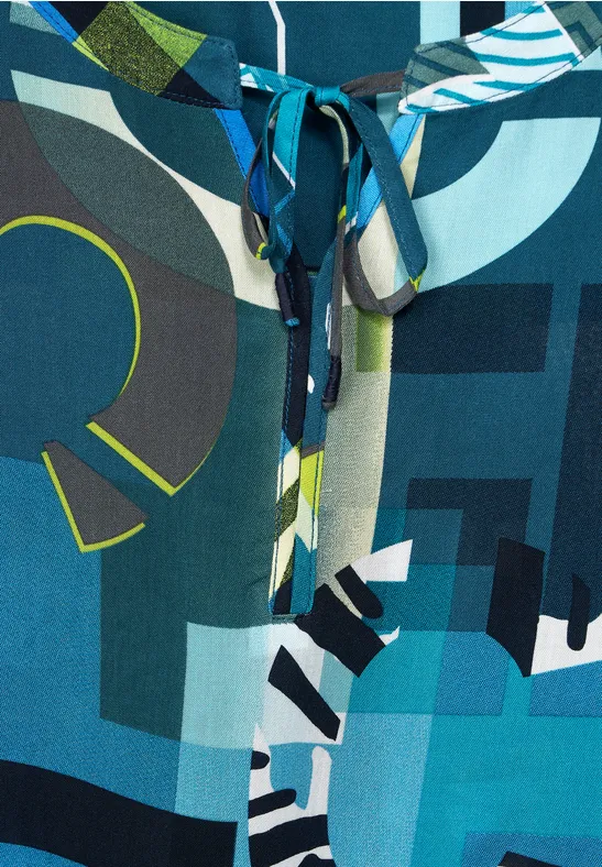 Chemisier de style tunique avec imprimé teal blue