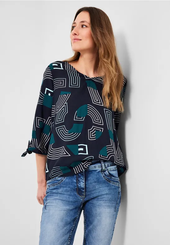 Blouse met letterprint deep blue