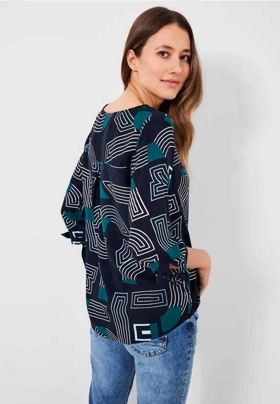 Blouse met letterprint deep blue