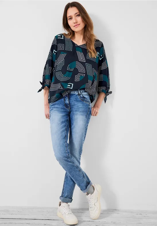 Blouse met letterprint deep blue