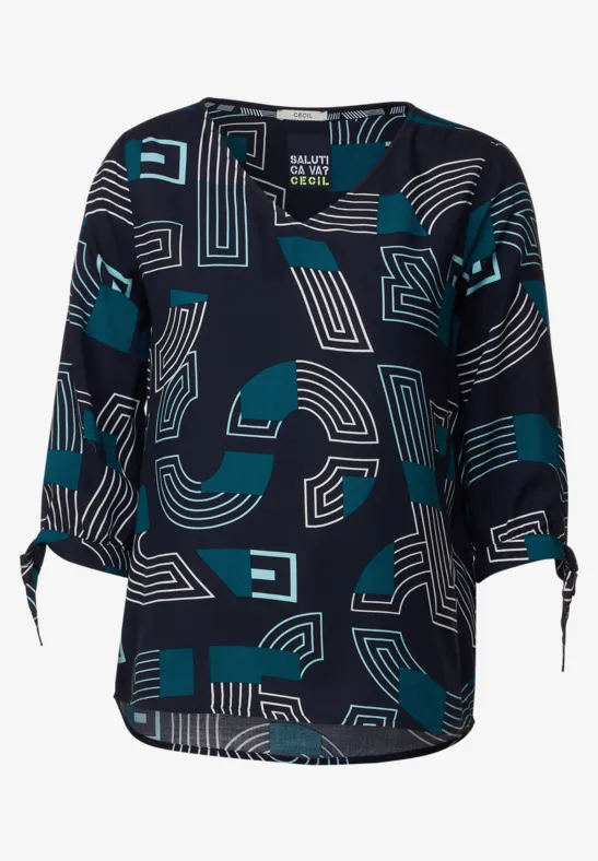 Blouse met letterprint deep blue