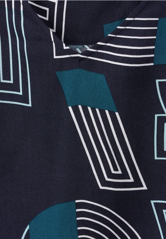 Blouse met letterprint deep blue