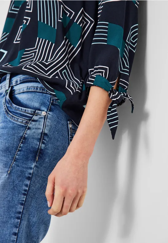 Blouse met letterprint deep blue