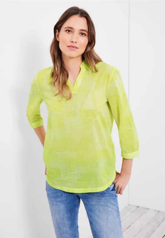 Katoenen blouse met print limelight yellow