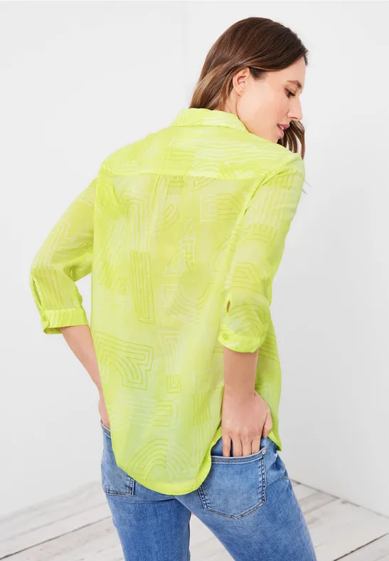 Katoenen blouse met print limelight yellow