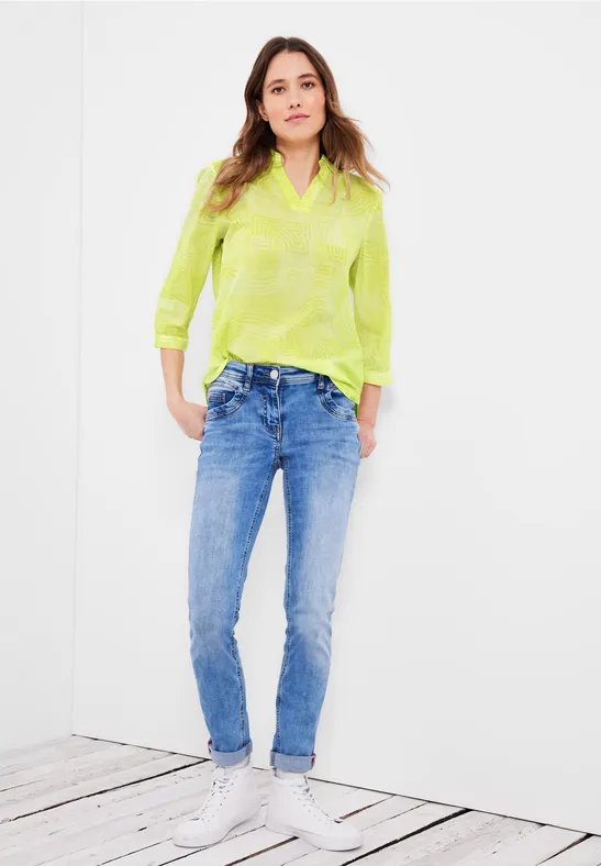 Katoenen blouse met print limelight yellow