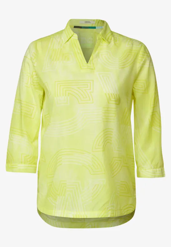 Katoenen blouse met print limelight yellow