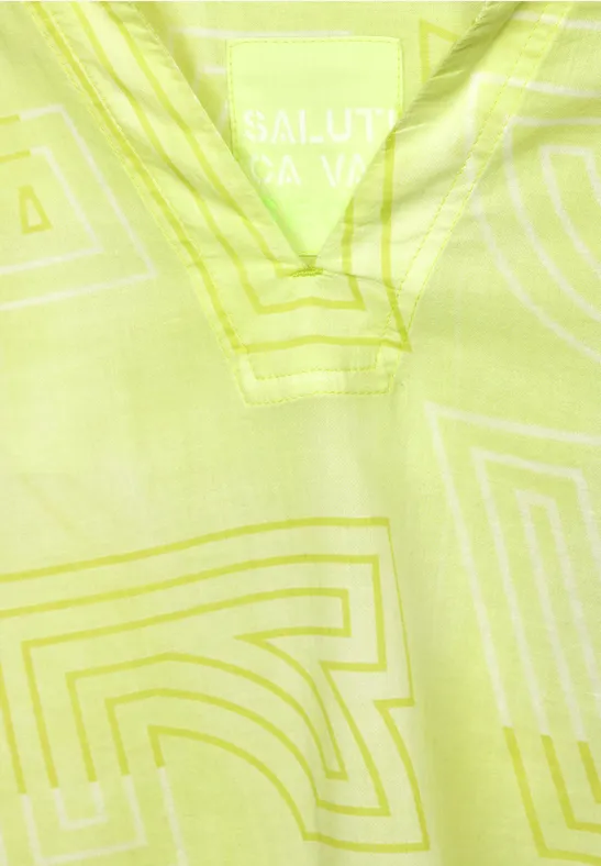 Katoenen blouse met print limelight yellow