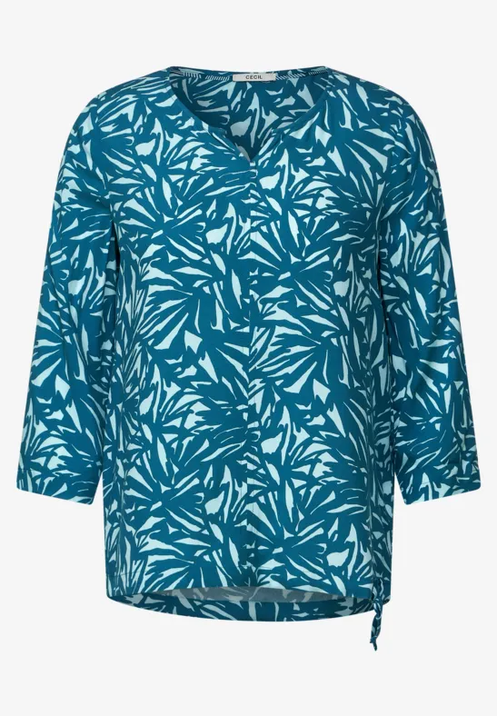 Chemisier imprimé à manches 3/4 teal blue