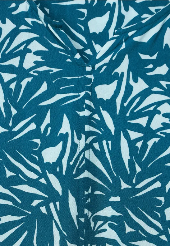 Chemisier imprimé à manches 3/4 teal blue