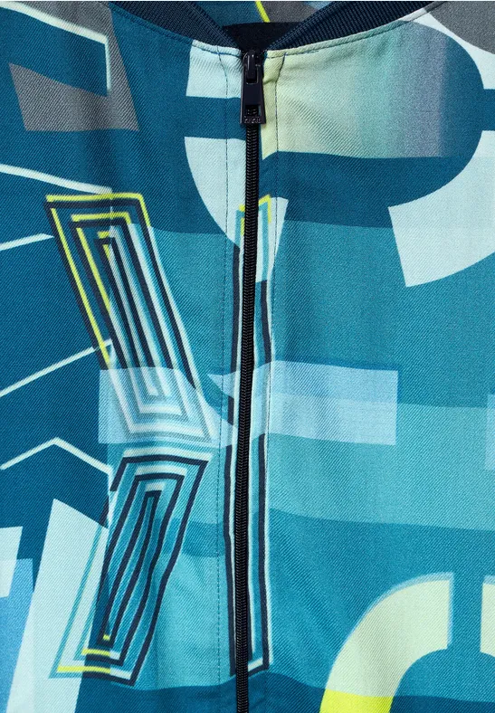 Print Viskose Blouson teal blue