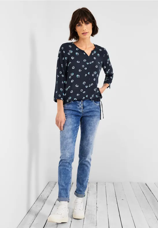 Minimalprint Bluse deep blue