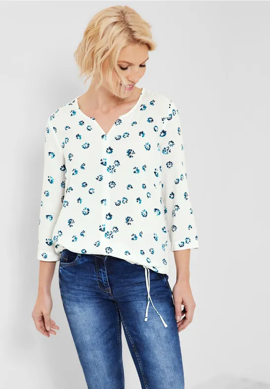 Blouse met onopvallende print vanilla white