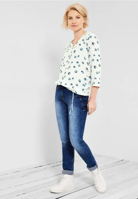 Blouse met onopvallende print vanilla white