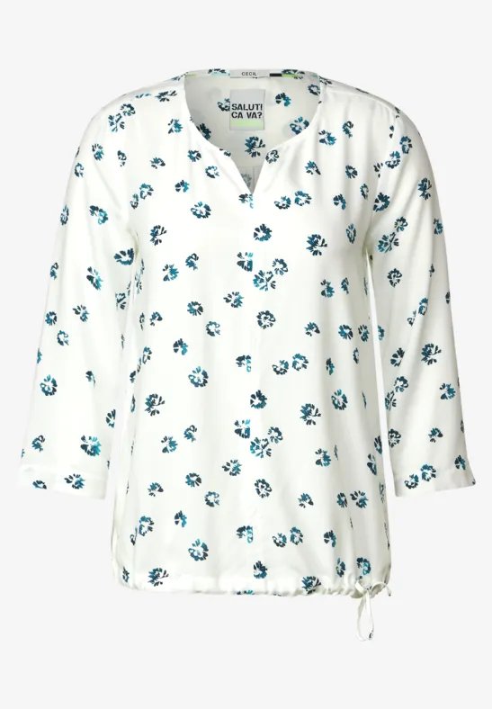 Blouse met onopvallende print vanilla white