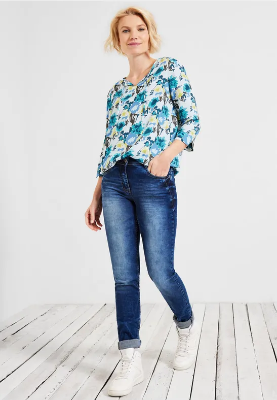 Multicolor Print Bluse vanilla white