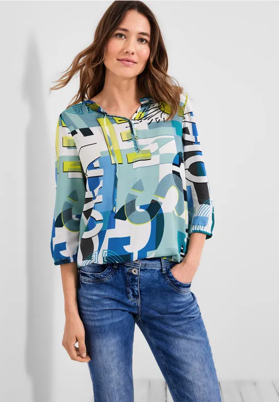 Tuniek-blouse met letterprint vanilla white