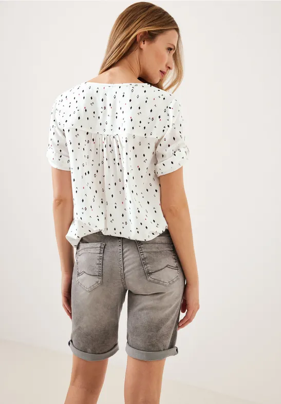 Bluse mit allover Print pure off white