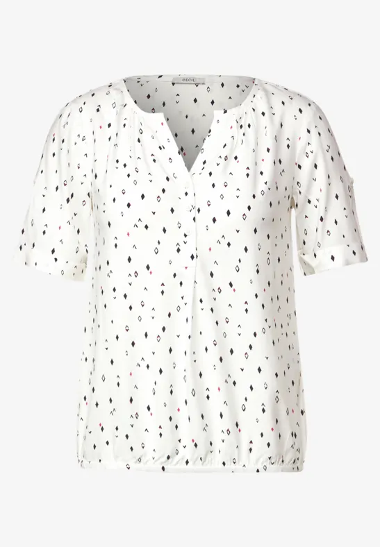 Bluse mit allover Print pure off white
